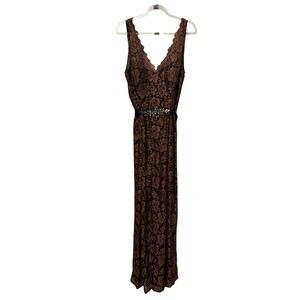 Vintage Cache Whimsigoth Floral Lace Maxi Prom Dress 10 Dark Romantic Gala Event